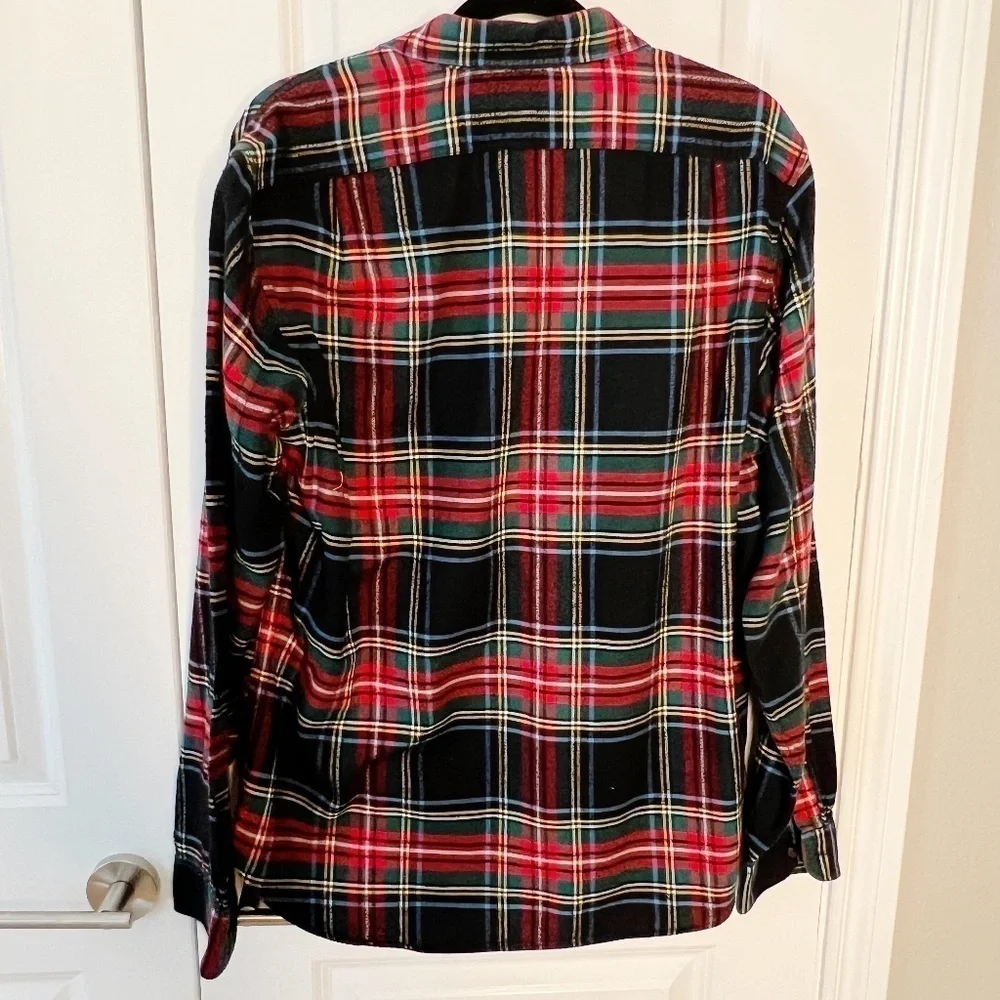 J.Crew Midweight  Slim Flannel Shirt In Stewart Plaid Button Down Size L